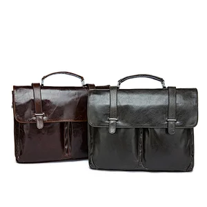 2020 wholesale expandable men cowhide genuine high end leather laptop briefcase with strap