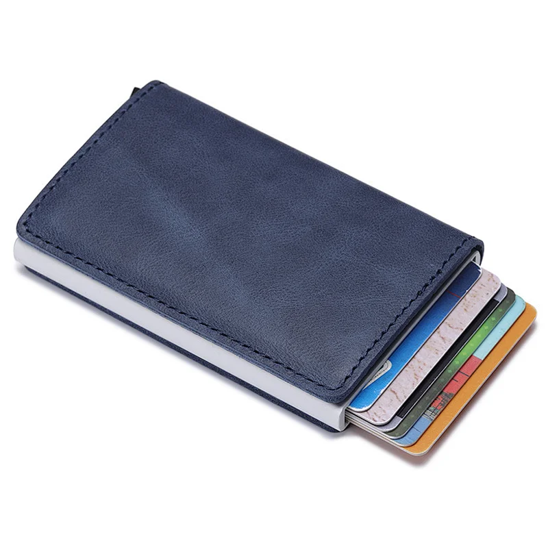 Luxury sublimation promotional mini credit money clip bulk designer custom leather business card holder case