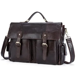 hot selling western style custom logo expandable cowhide leather business messenger briefcase
