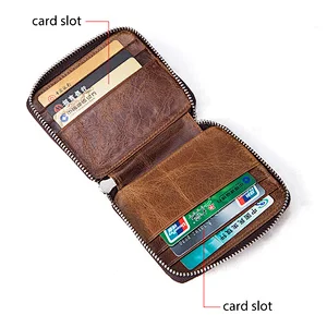 Cheap sublimation blank mini leather zipper pouch classic design business card wallet case
