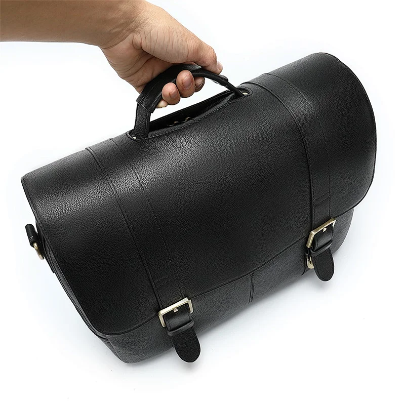 New design high quality low MOQ laptop handbag customized large plain black executive leather briefcase