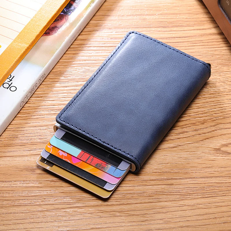 Luxury sublimation promotional mini credit money clip bulk designer custom leather business card holder case