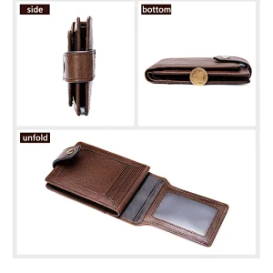 Slim multi card holder cow hide genuine leather men designer money clip wallet