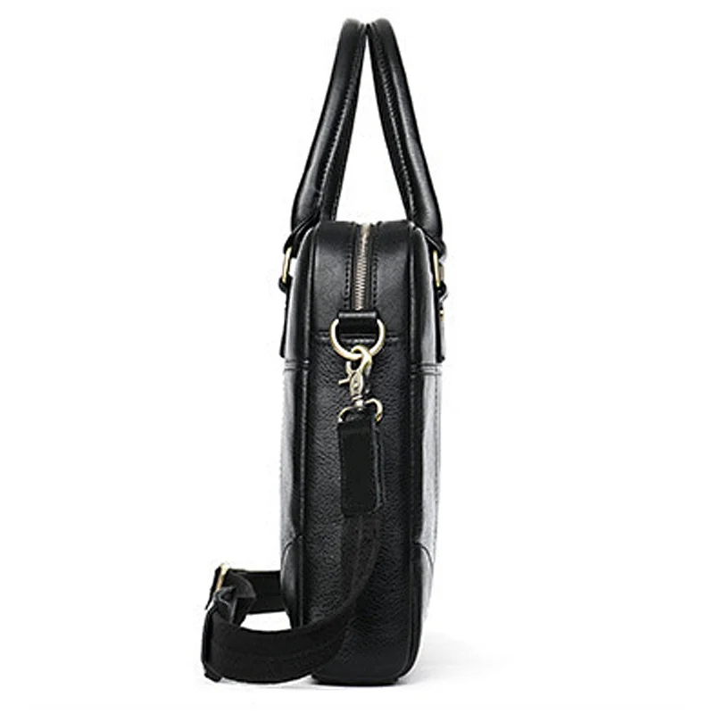 Factory wholesale high quality laptop shoulder bag mens black luxury genuine leather briefcase
