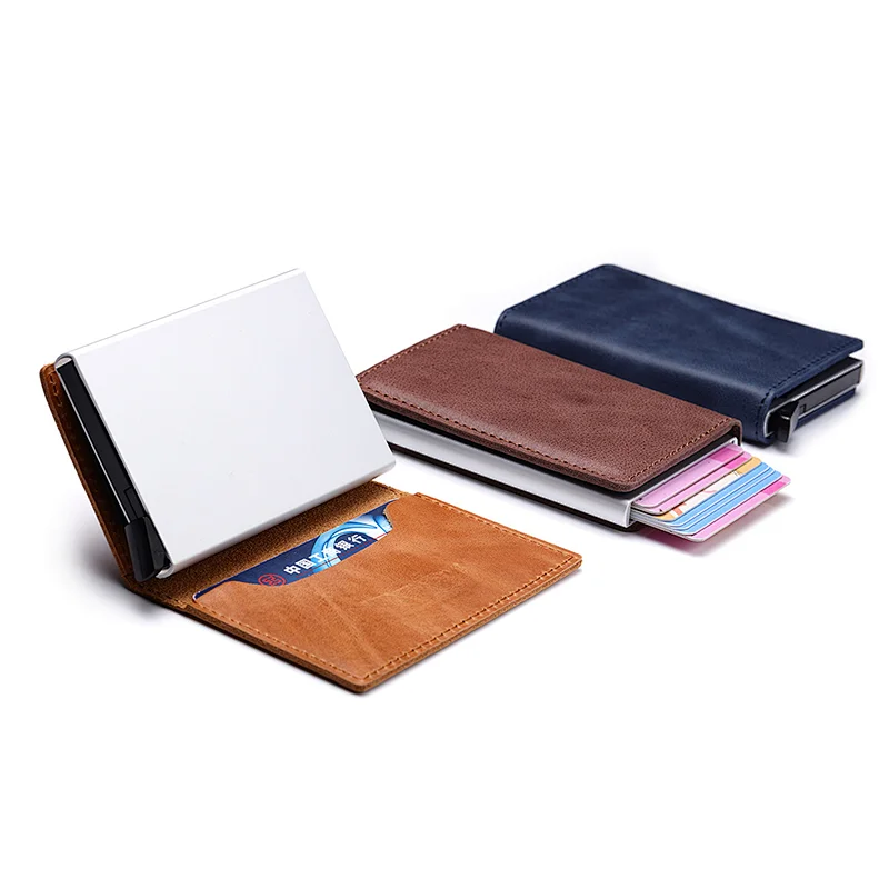 Luxury sublimation promotional mini credit money clip bulk designer custom leather business card holder case
