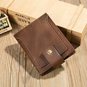 Slim multi card holder cow hide genuine leather men designer money clip wallet
