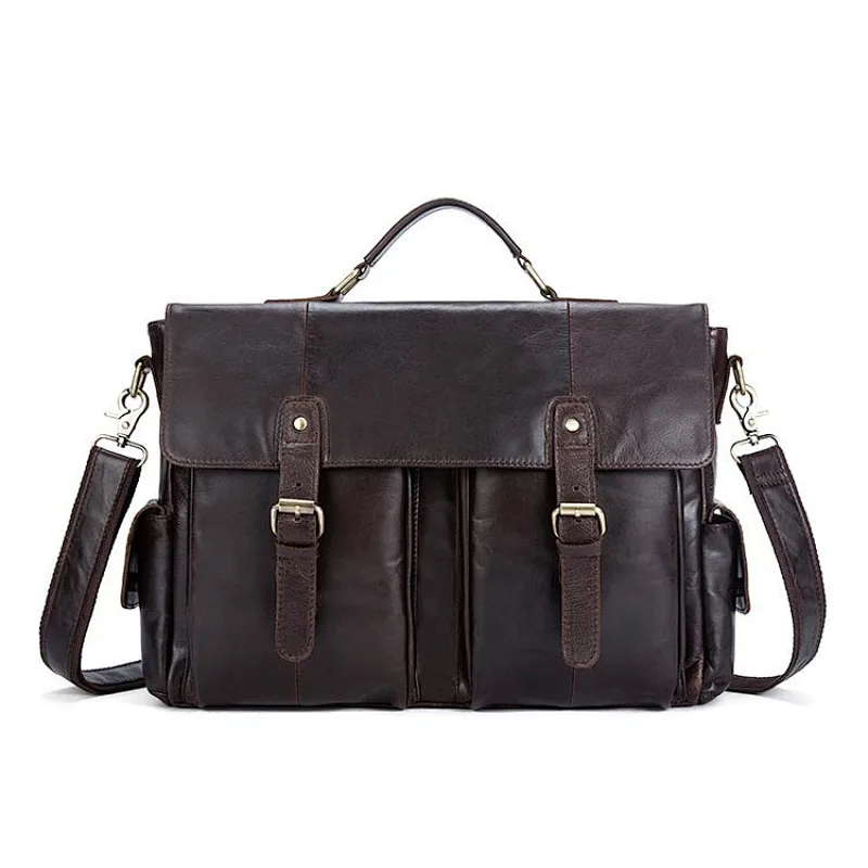 hot selling western style custom logo expandable cowhide leather business messenger briefcase