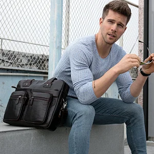 Custom High Quality Fashion Business Genuine leather computer briefcase