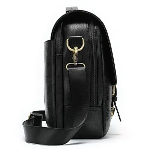 New design high quality low MOQ laptop handbag customized large plain black executive leather briefcase