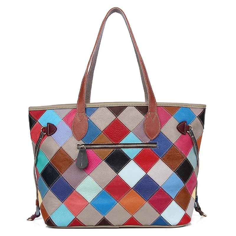 China wholesale shopping fashion designed crossbody plain women genuine leather custom tote bag