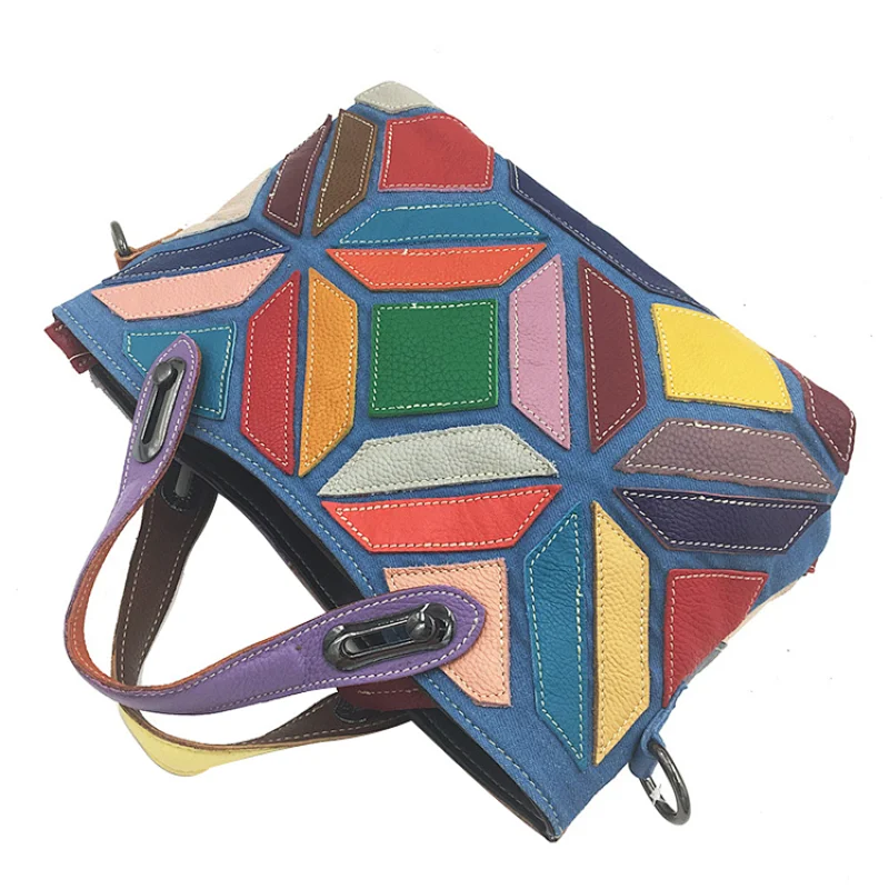 OEM online shopping vintage designer women's genuine leather handbags shoulder crossbody tote bag