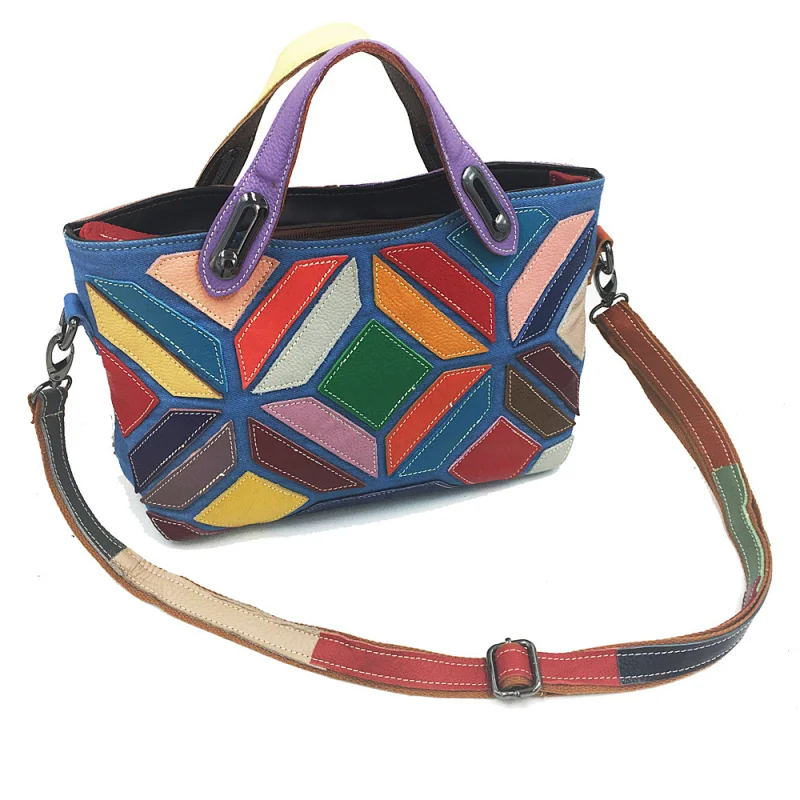 OEM online shopping vintage designer women's genuine leather handbags shoulder crossbody tote bag