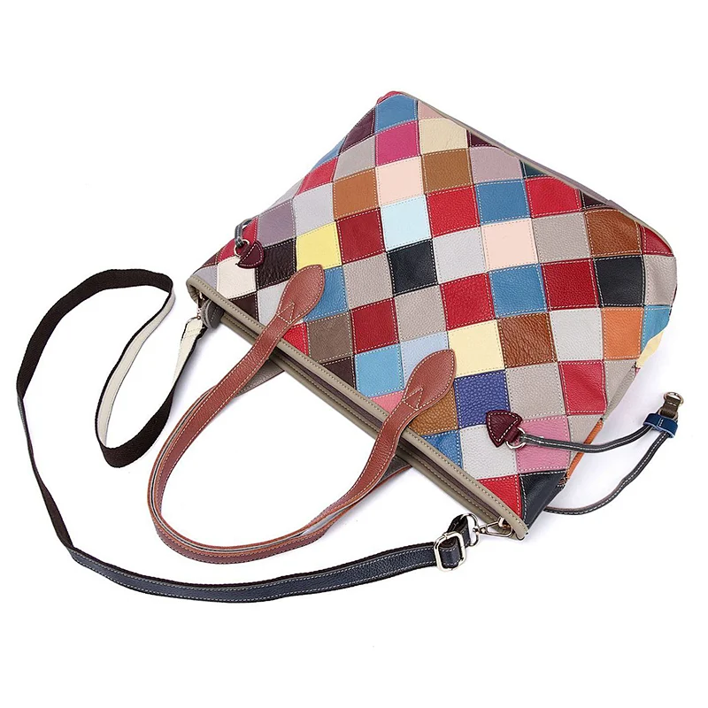China wholesale shopping fashion designed crossbody plain women genuine leather custom tote bag