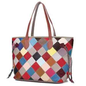 China wholesale shopping fashion designed crossbody plain women genuine leather custom tote bag