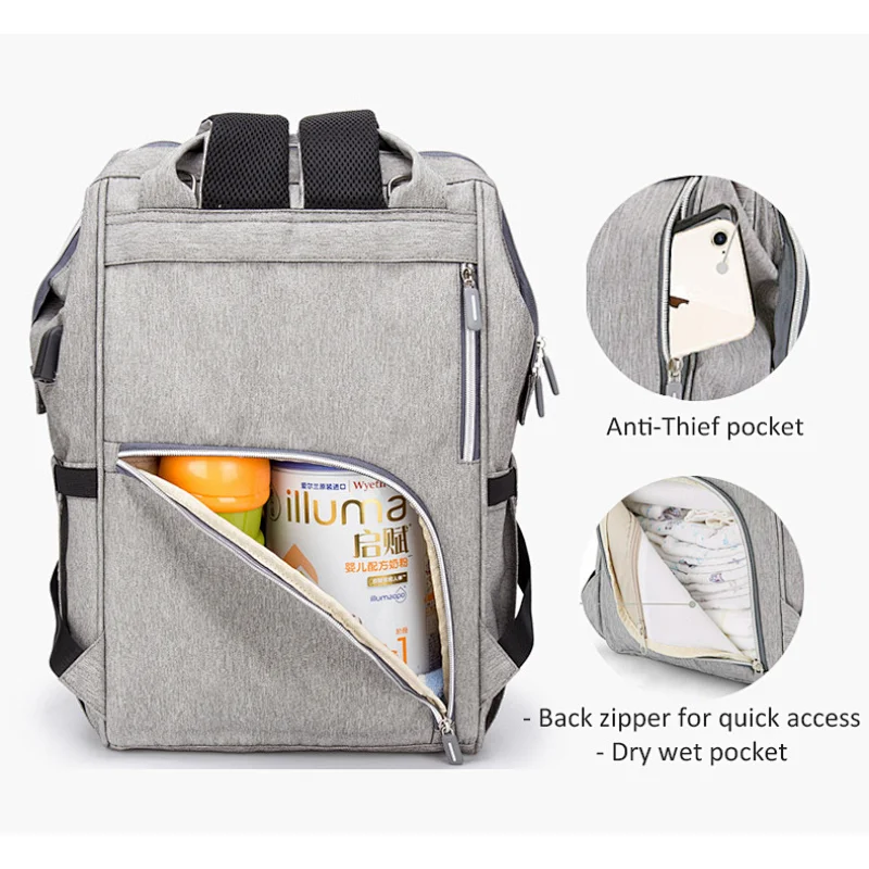 Water-Resistant Nappy Bag Diaper Bag Mommy Baby Backpack With Changing Pad