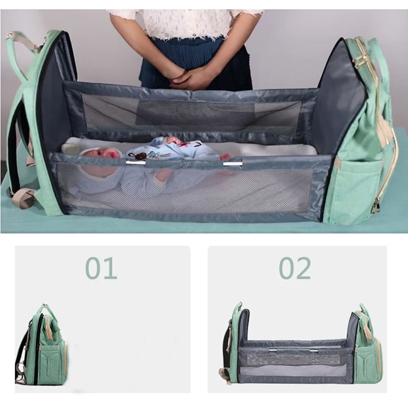 Custom designer luxury expandable dining chair cloth living traveling share 3 in 1 baby bed diaper bag with changing station