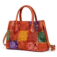 original no brand huge venders relief floral print top grade authentic leather oversized bags luxury handbag for women
