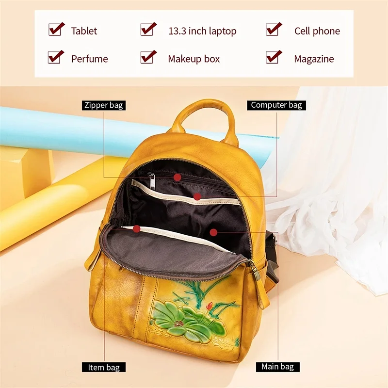 fashion trendy classy travel laptop women new large capacity travel leather bag packs woman backpack