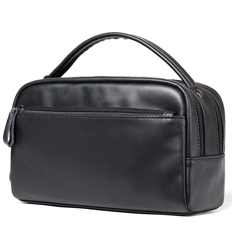 High quality handmade package promotional crazy horse leather bulk travel cosmetic wash bag