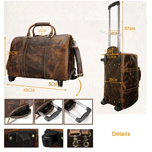 2021 Crazy horse leather men business suitcase travel trolley bag