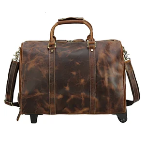 2021 Crazy horse leather men business suitcase travel trolley bag
