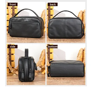 High quality handmade package promotional crazy horse leather bulk travel cosmetic wash bag