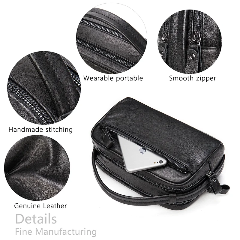 High quality handmade package promotional crazy horse leather bulk travel cosmetic wash bag