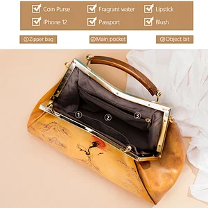 2021 Trendy authentic real cowhide leather exotic Yellow custom print vintage Spring evening party exquisite purses handbags