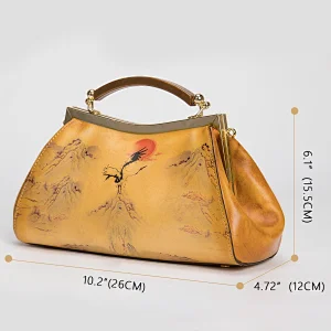 2021 Trendy authentic real cowhide leather exotic Yellow custom print vintage Spring evening party exquisite purses handbags