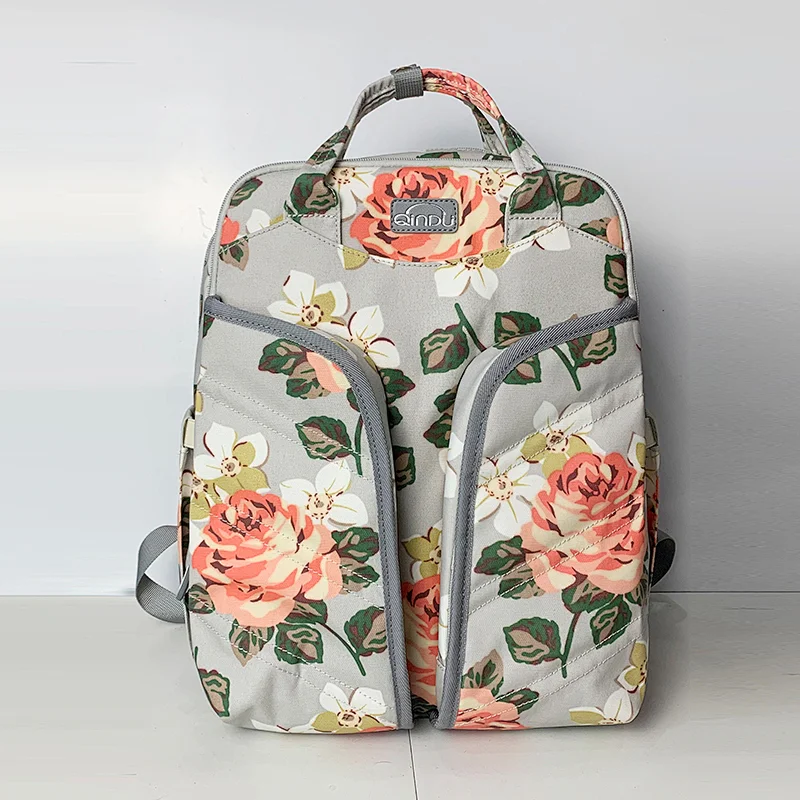 flower print high quality micro large capacity designer baby eco friendly portable crib princess diaper travel bag