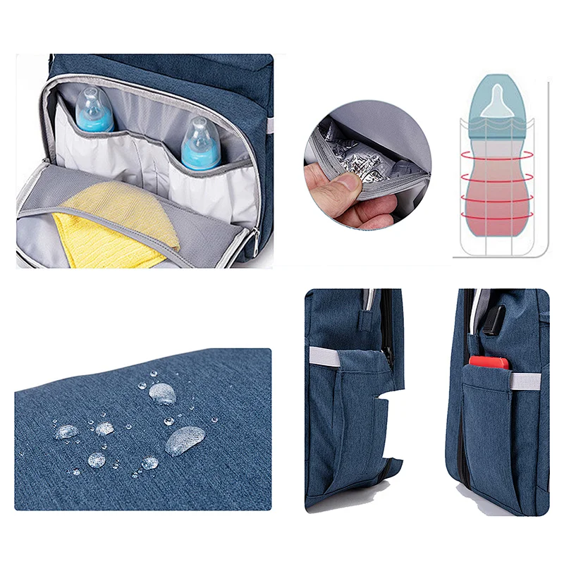 adjustable waist belt 3 in 1 travel anti-mosquito net sunshade bassinet bag pack diapers bags mommy diaper bag with changing bed