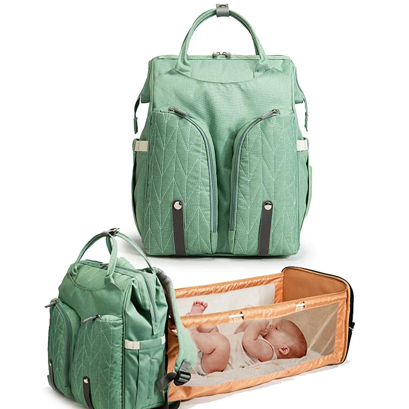 large capacity 3 in 1cloth baby care diaper wet bag mummy birthing portable foldable folding bed backpack with travel bassinet