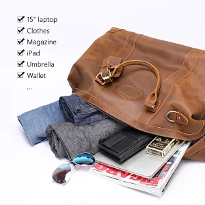 Handmade Large Travel Mens Weekender  Holdall Overnight Holiday Crazy Horse Leather Travel Bag