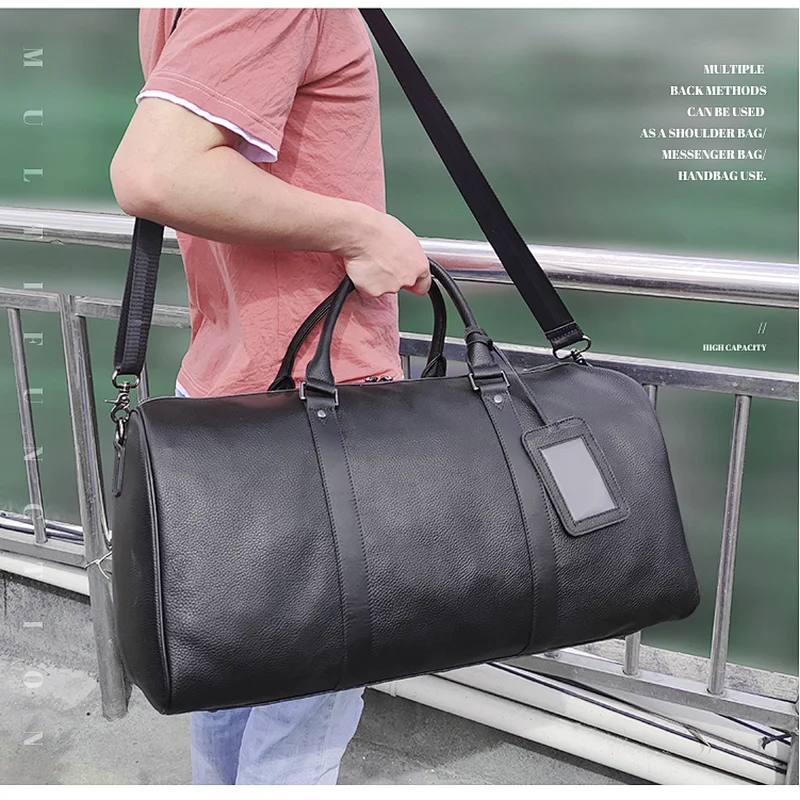 2021 New Arrival Genuine Leather Men Casual Waterproof Large Capacity Luggage Travel Bag For Men
