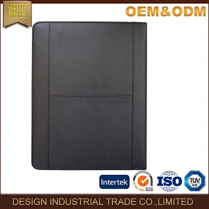 Business hot sell black a4 binder conference leather designer resume portfolio folder