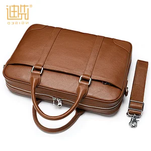 Vintage brown crazy horse hide genuine leather briefcase for men
