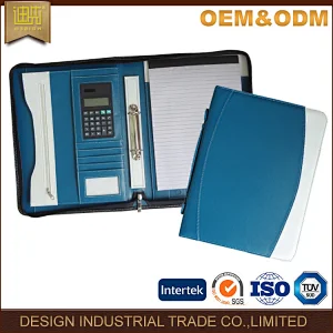 High Quality women Leather A4 portfolio folders Zipper Document Bag