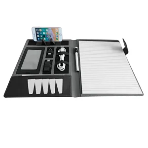 Custom Logo Embossed A5 Leather Compendium Pu Portfolio File Folder