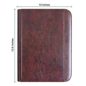 Custom wholesale interview resume document organizer leather zippered padfolio