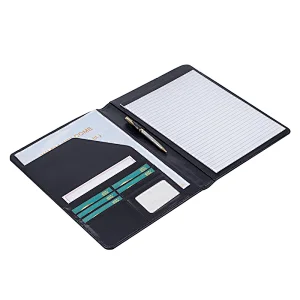 Business Card Holder Included Letter Sized Writing Pad Interview Legal Document Organizer portable Zipper Padfolio Portfolio