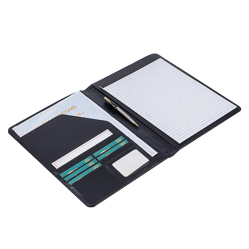 Business Card Holder Included Letter Sized Writing Pad Interview Legal Document Organizer portable Zipper Padfolio Portfolio