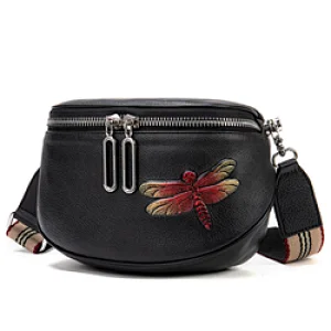 Trends 2021 ideas mature women brand genuine leather dragonfly animal print bags ladies women mini barrel bucket handbags