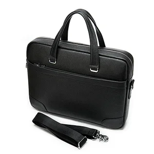 2020 manufacturer wholesale custom logo expandable black cowhide leather handbag briefcase for man