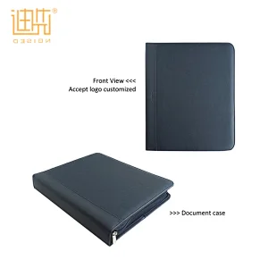 New product A4 size PU business men document file zipper portfolio folder bag ring binder