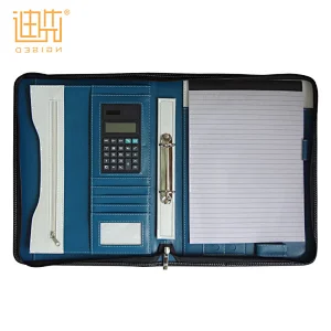 High Quality women Leather A4 portfolio folders Zipper Document Bag