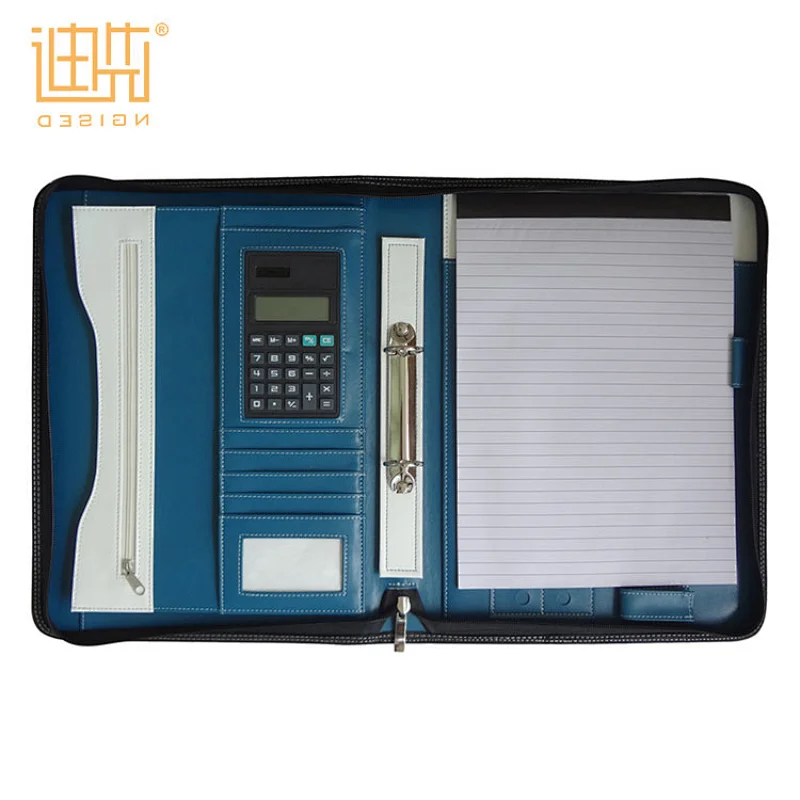 High Quality women Leather A4 portfolio folders Zipper Document Bag
