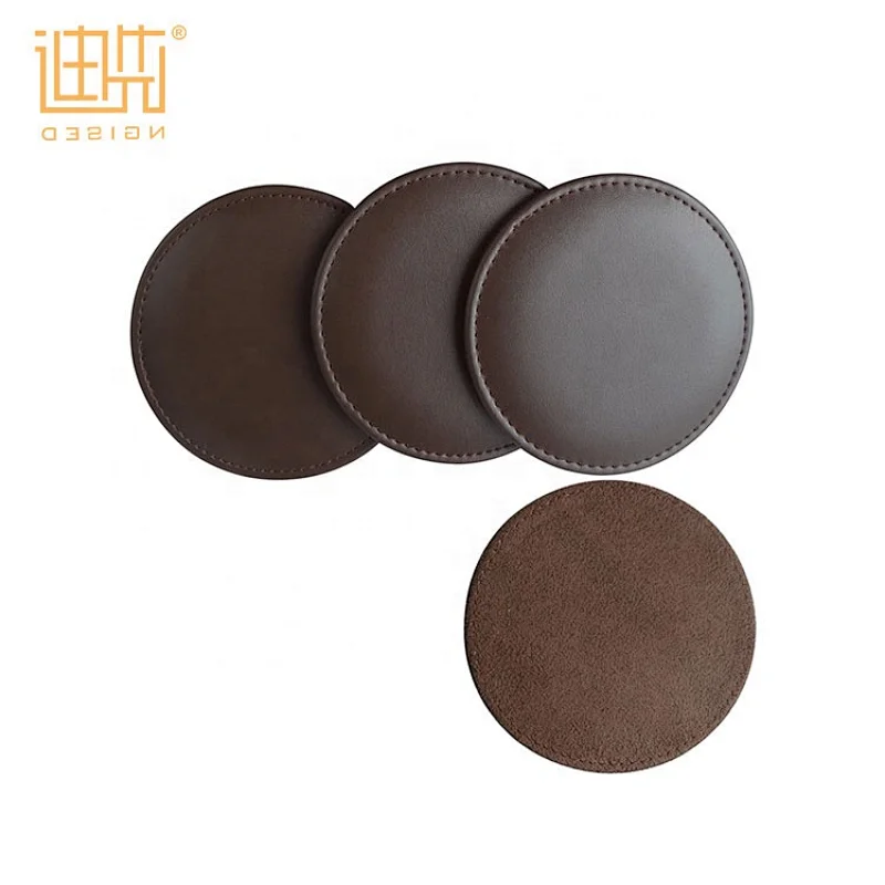 Best promotional factory new design packaging square drink PU leather coffee cup coaster set
