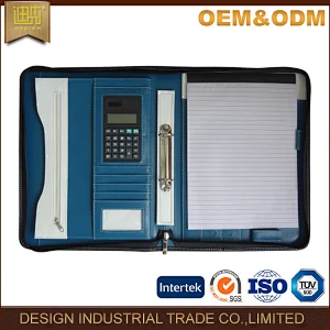 High Quality women Leather A4 portfolio folders Zipper Document Bag