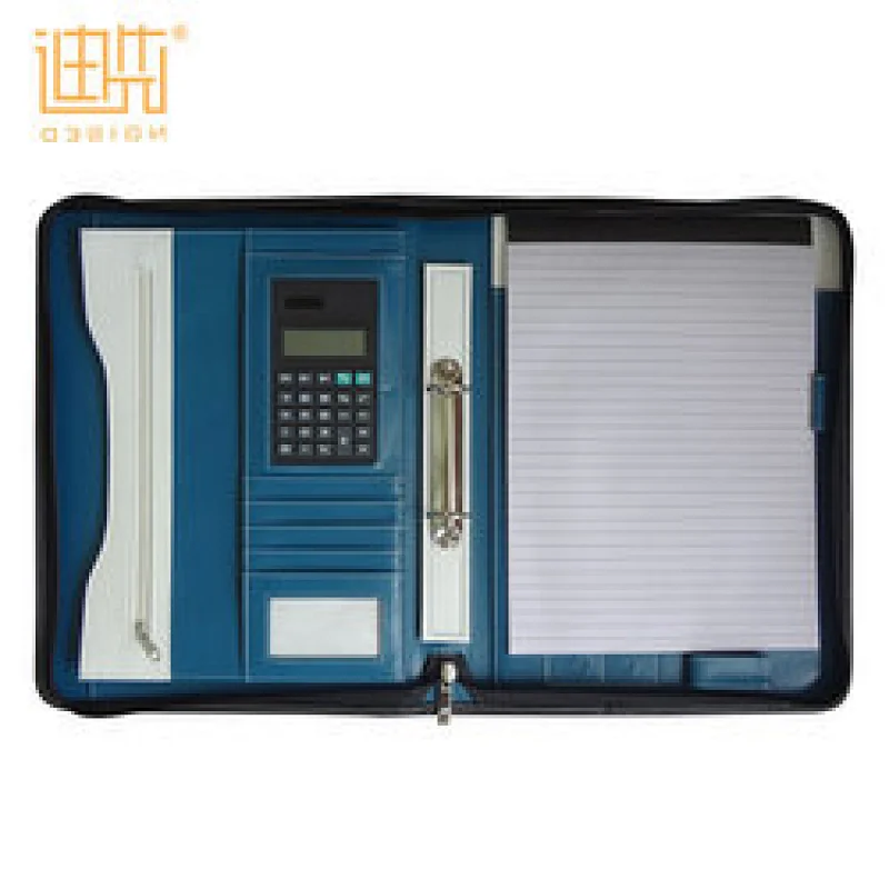 High Quality women Leather A4 portfolio folders Zipper Document Bag