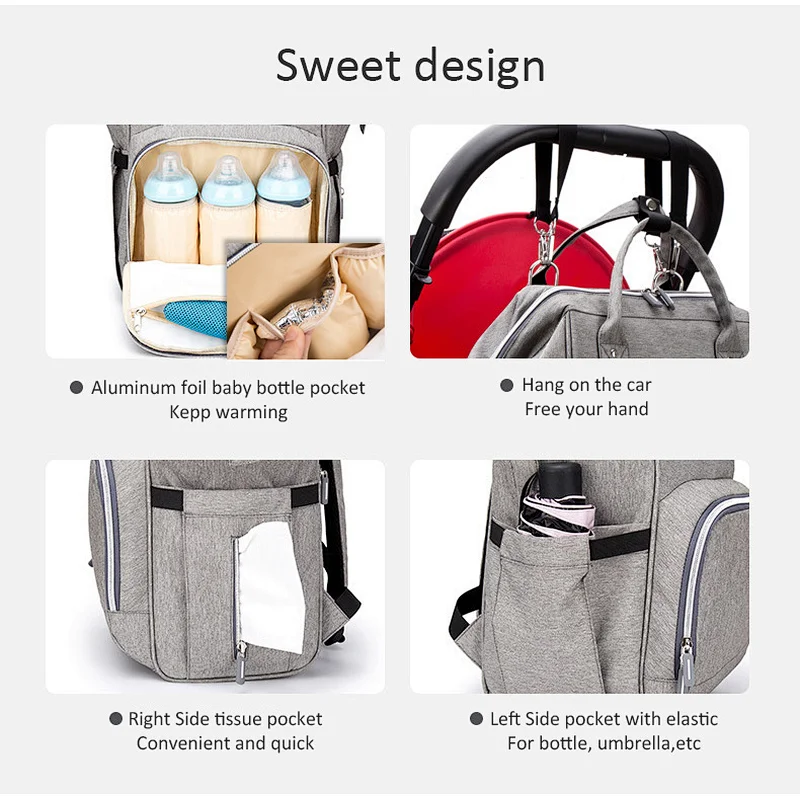 Wholesale luxury water resistant designer usb charger multipurpose mummy stylish diaper baby bag